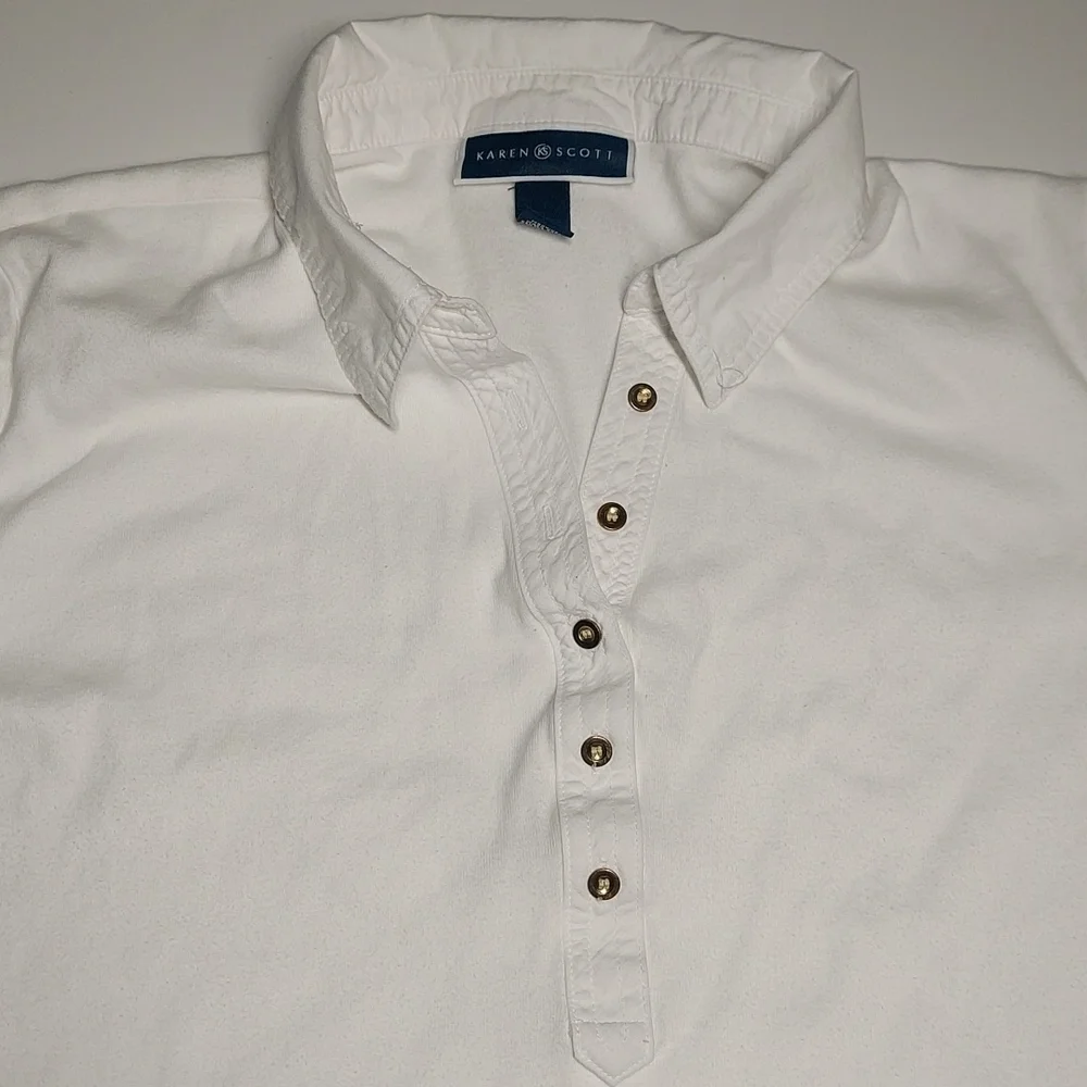 Karen Scott XL 100% Cotton White  Polo